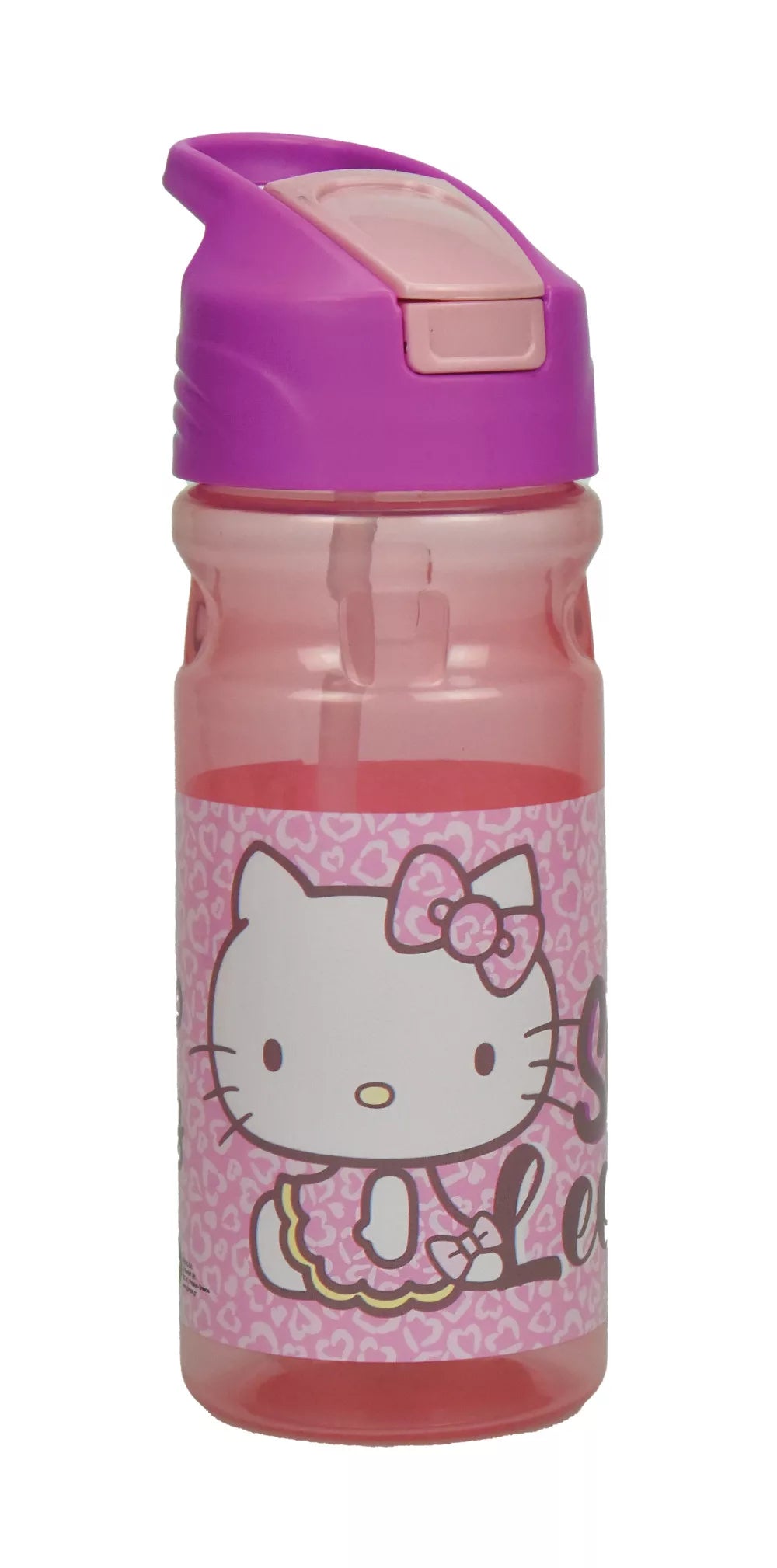 Hello Kitty Plastic Water Bottle with Straw (550 ml)