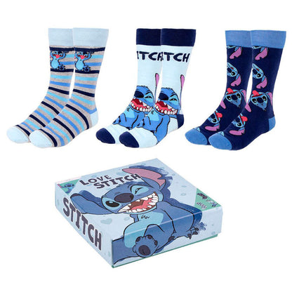 Disney Stitch Pack 3 Adult Cotton Socks Gift Box